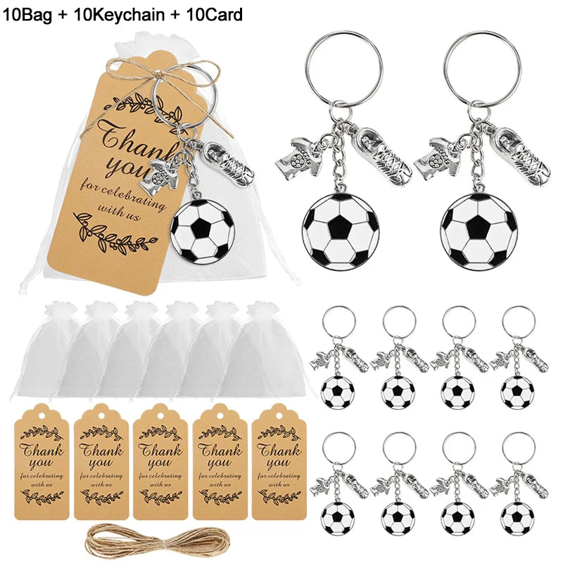 10-Set Football Keychain Party Favors with Thank You Cards Party Favor Set Babs 10Sets