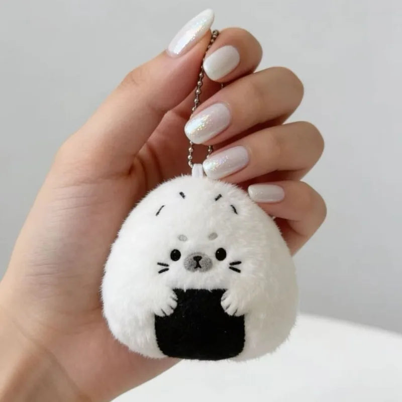 Cute Rice Ball Seal Plush Keychain Pendant | Kawaii Bag Charm Plush Keychain Pendant Babs