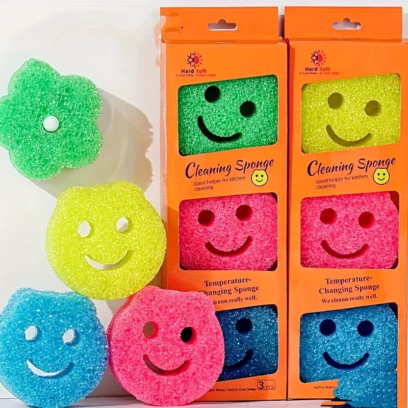 3-Piece Kitchen Magic Sponge Brush Set – Heavy-Duty Cleaner Kitchen Sponge Brush Babs