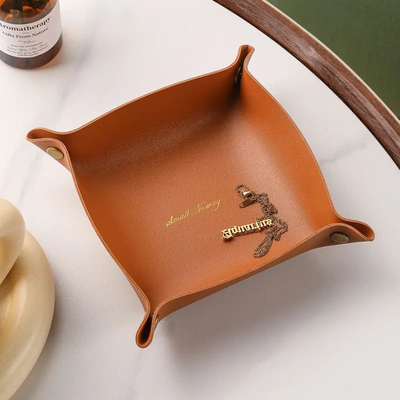 Foldable PU Leather Desktop Storage Tray Organizer Desktop Storage Tray Babs