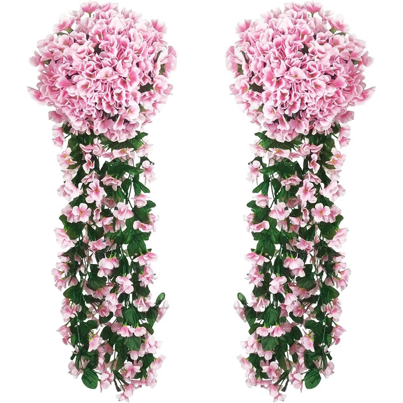 Silk Artificial Violet Flower String – Wedding & Home Wall Decor Artificial Flower Garland Babs Pink