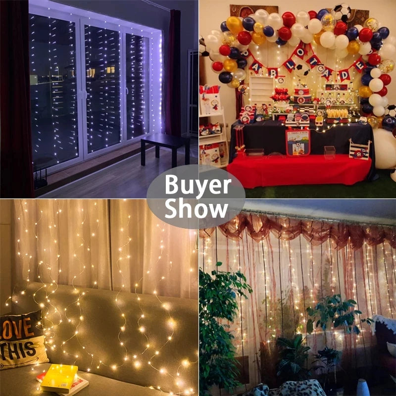 Christmas LED Curtain Fairy String Lights – USB, 8 Modes LED Curtain String Lights Babs