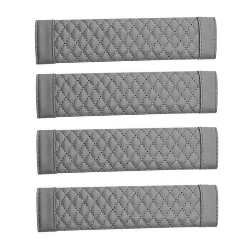 Universal PU Leather Car Seat Belt Cover Shoulder Pad Cushion Seat Belt Cover Babs Grey-4Pcs