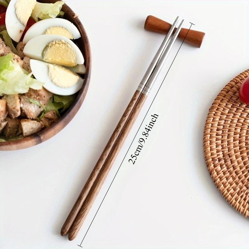 Wooden & Stainless Steel Chopsticks – Durable Dining Utensils Dining Chopsticks Babs 1pair