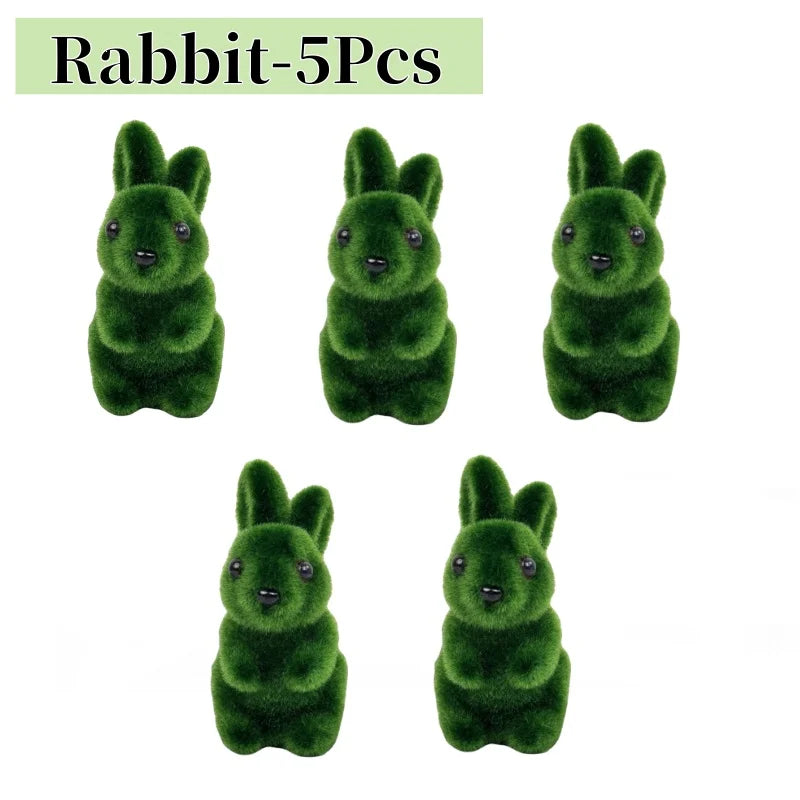 Mini Foam Easter Bunny Ornaments – Flocked Green Rabbit Decor Easter Bunny Ornament Babs 5PCS 6x6x11cm