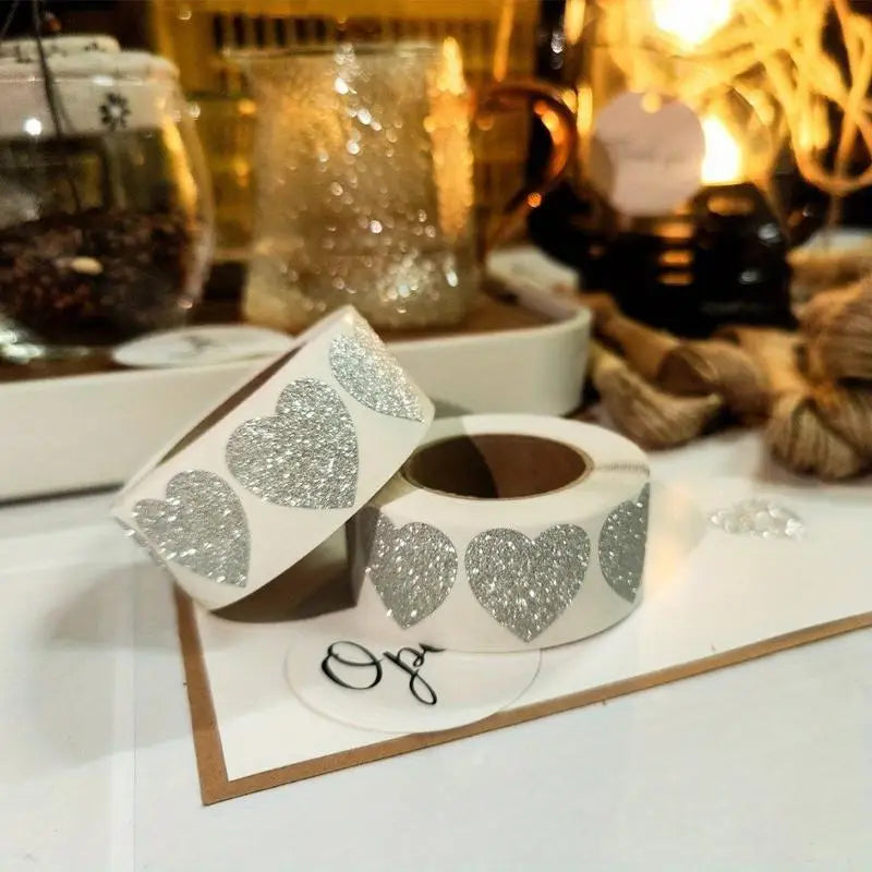 300pcs Diamond Frosted Heart Stickers for Wedding & Gift Decor Decorative Stickers Babs