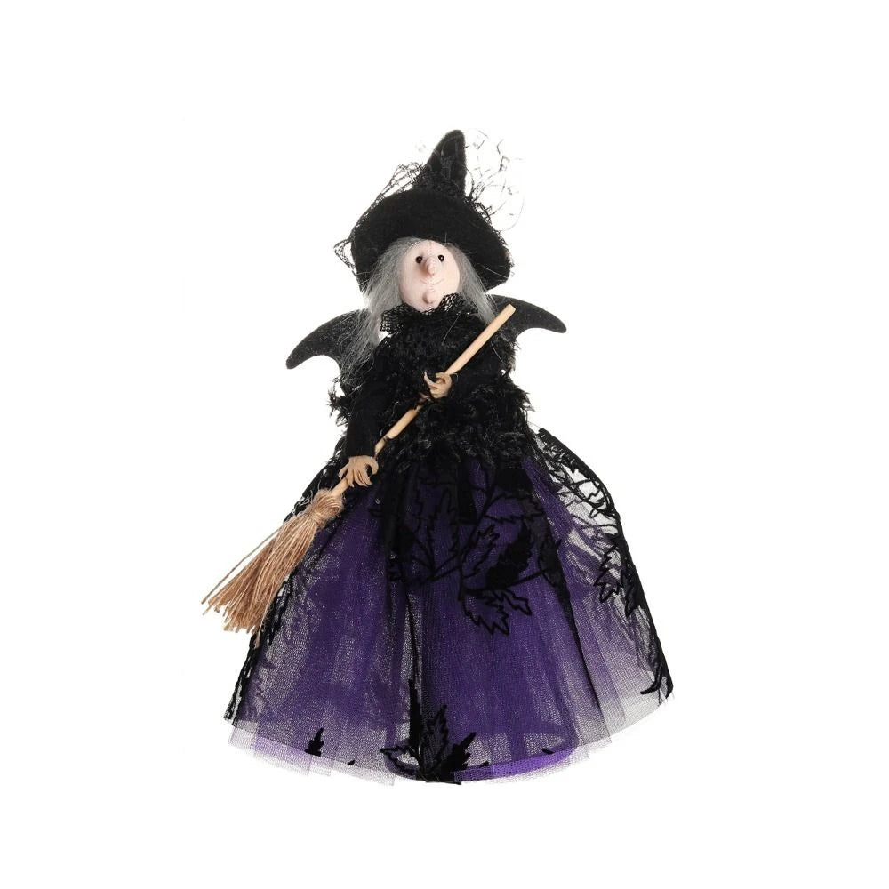 Halloween Tree Top Witch Decoration – Star Broom Ornament Halloween Tree Topper Babs purple