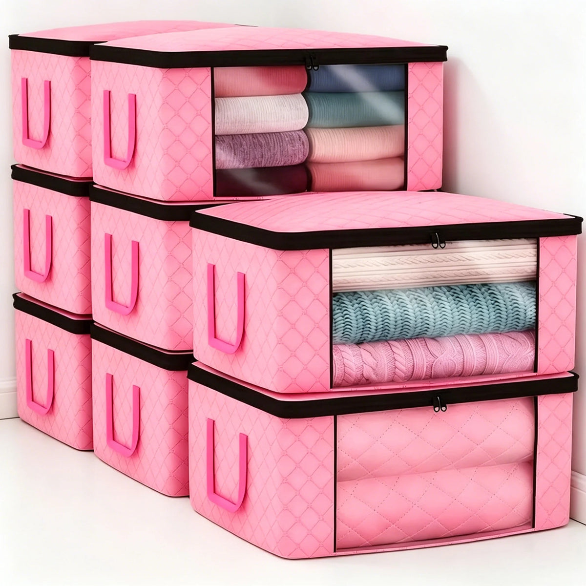 Foldable Clothes Storage Bags with Clear Window | Wardrobe Organiser Foldable Storage Bags Babs