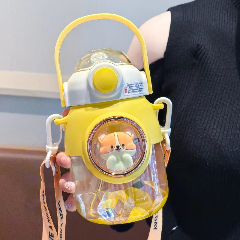 Kids Cartoon Water Bottle 820ml – Straw, Handle & Leakproof Kids Water Bottle Babs 801-900ml YELLOW