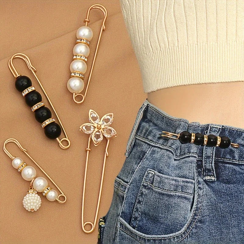 Flower Brooch Pin – Waist Shrinker & Corsage Safety Pin Brooch & Safety Pin Babs 4pcs
