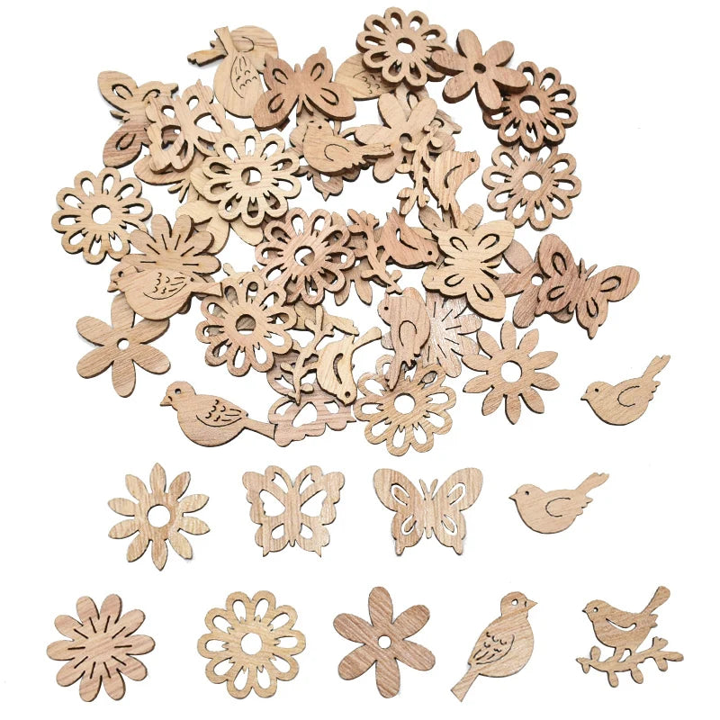 50Pcs Natural Wood Christmas Ornaments – DIY Holiday Craft Set Christmas Ornaments Babs D