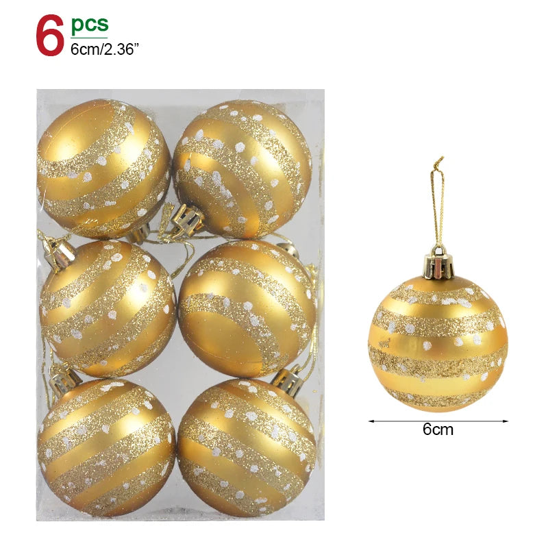 6-Pack Clear Snow Christmas Ball Ornaments 6cm – Tree Baubles Christmas Tree Ornaments Babs Style13 as picture