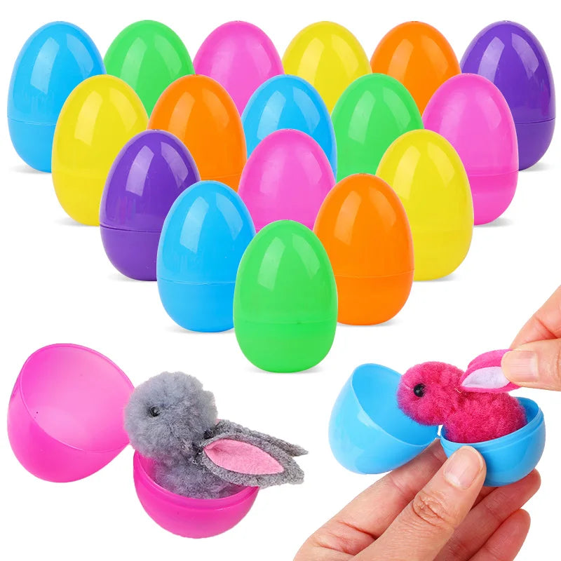 24/48Pcs Easter Eggs with Rabbit Figures for Kids Egg Hunt Easter Party Favors Babs