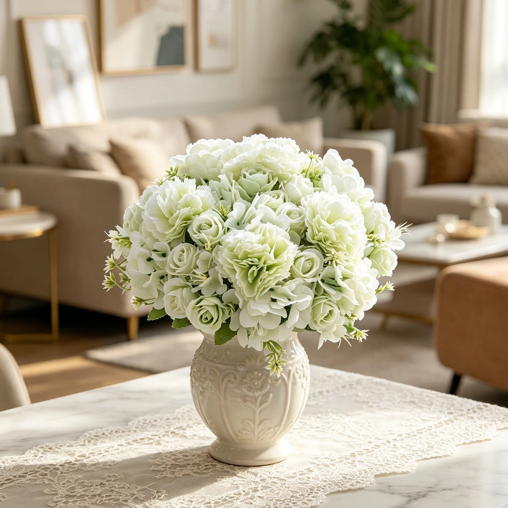 Silk Artificial Carnation & Rose Bouquet | Wedding Home Décor Artificial Flower Bouquet Babs
