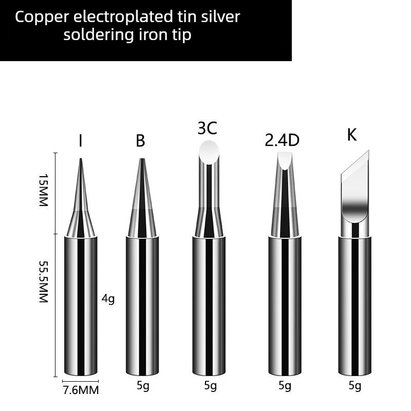 5pcs Lead-Free Soldering Iron Tips Set – I B K Universal Bits Soldering Iron Tips Babs Silver 5pcs