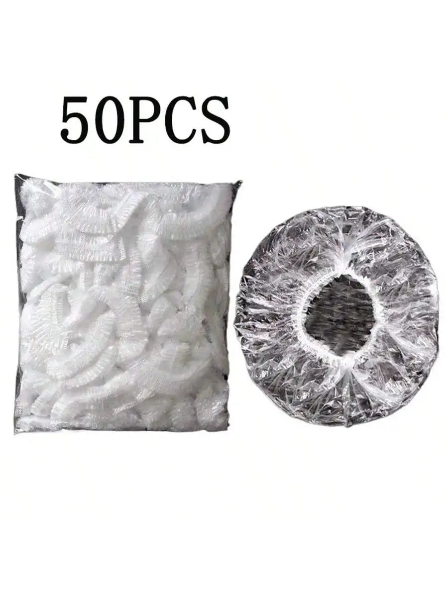100-Pack Disposable Transparent Elastic Shower Caps – Spa & Salon Disposable Shower Caps Babs 50PCS transparent