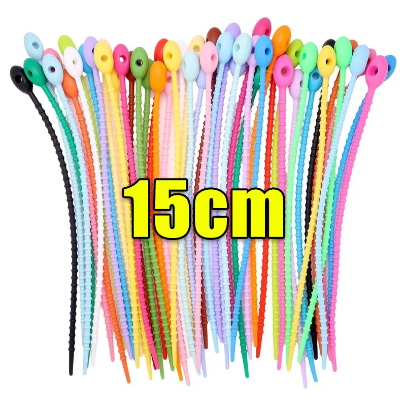 Silicone Cable Cord Organizer Ties | Twistable Wire Management Cable Cord Organizer Babs Multicolor- 15cm 100PCS