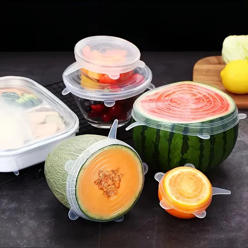 6-Pack Reusable Silicone Stretch Lids for Cans & Bowls Silicone Food Lids Babs