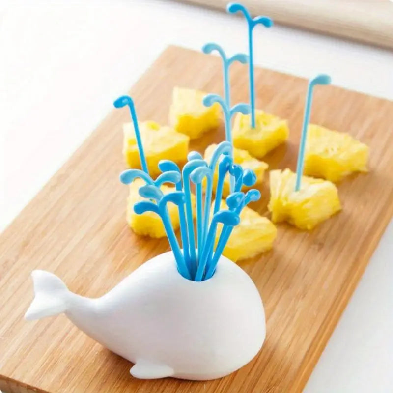 16-Piece Novelty Fruit Forks Set with Whale Holder Stand Novelty Fruit Forks Babs 1set