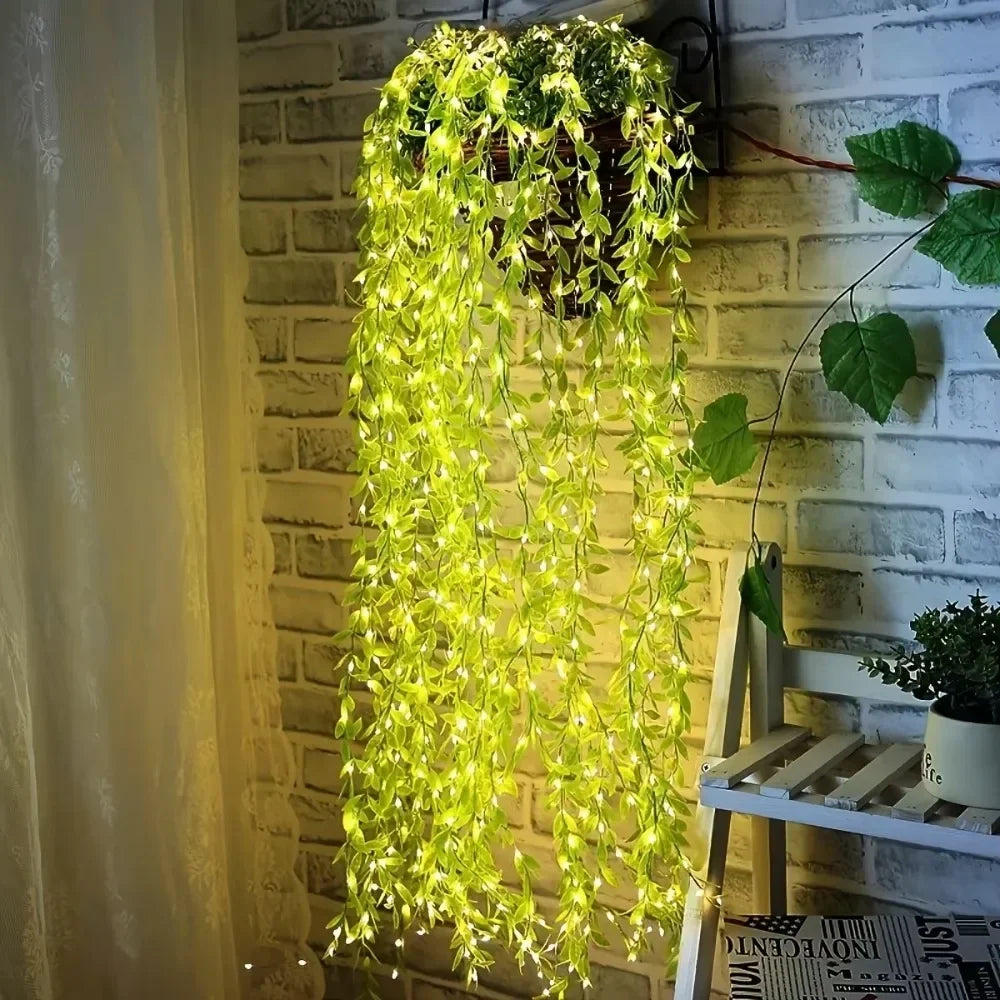 2M Artificial Willow Vine Garland – Green Leaf Room Decor Artificial Vine Garland Babs