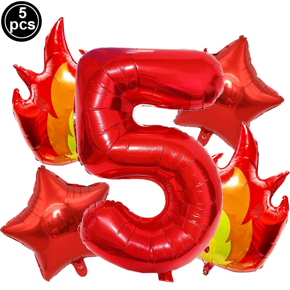 Volcano Theme Party Tableware Set – 5th Birthday Decorations Party Tableware Set Babs Number 5