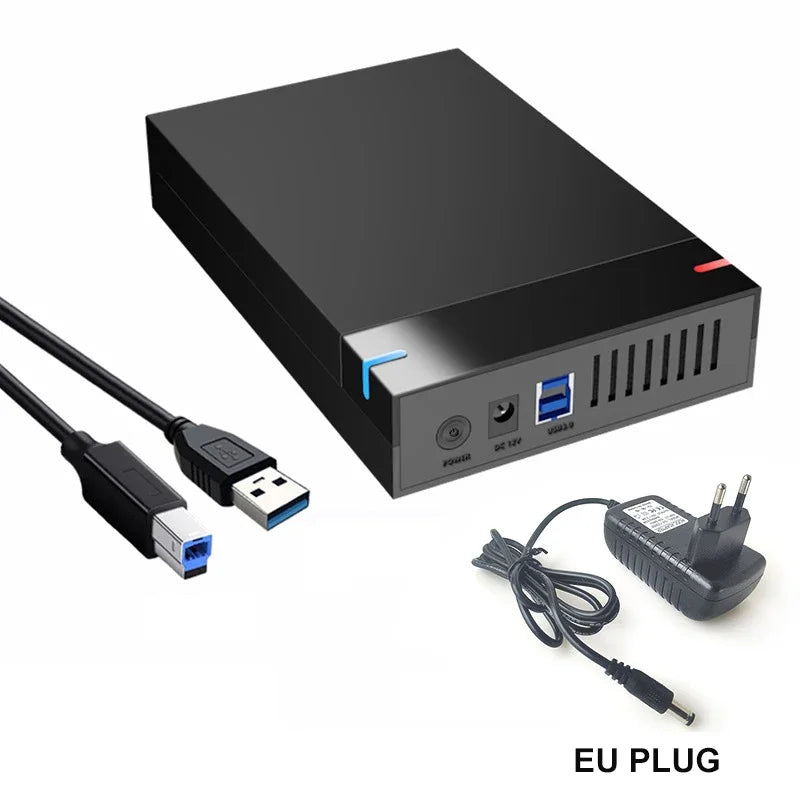 KEBIDUMEI 2.5/3.5" SATA USB 3.0 External HDD Enclosure, 10TB HDD Enclosure Babs USB3.0 EU Plug