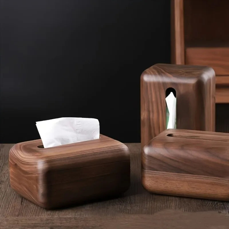 Vintage Handcrafted Solid Wood Tissue Box with Lid | Desk Organizer Wood Tissue Box Babs