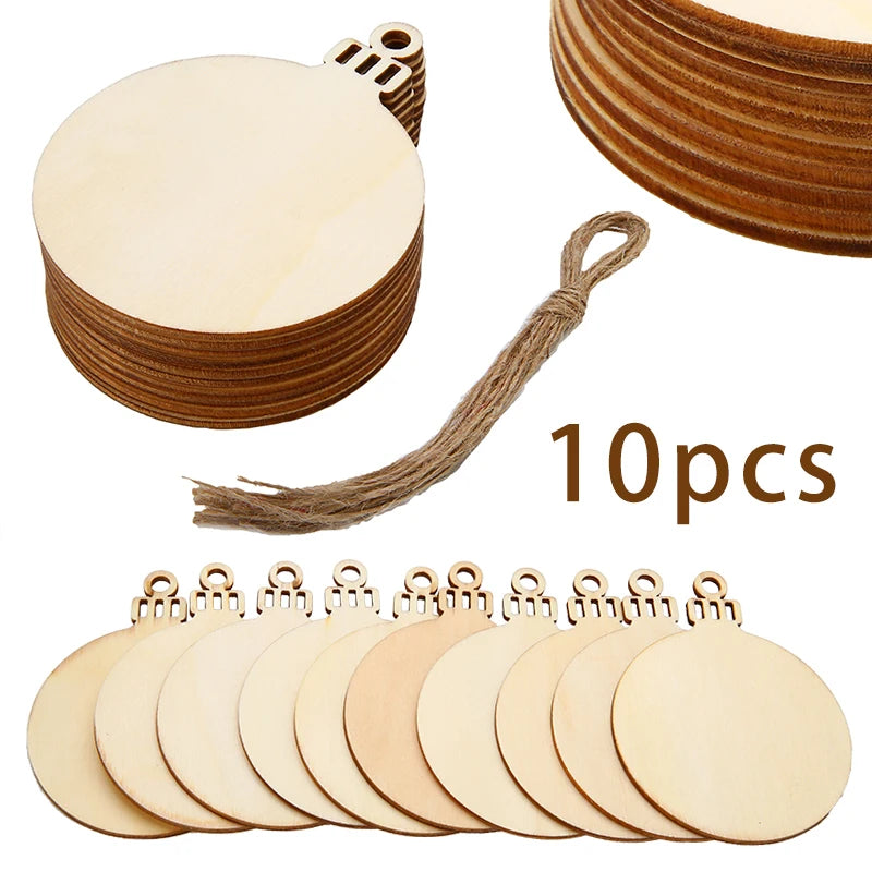 10Pcs Wooden Christmas Bauble Tags – DIY Tree Ornaments Christmas Tree Ornaments Babs