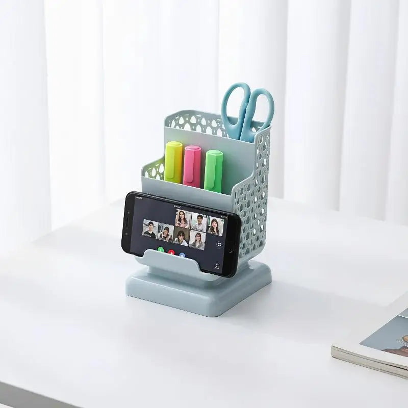 3-Tier Hollow Pen Holder & Phone Stand Desktop Organizer Desktop Pen Organizer Babs
