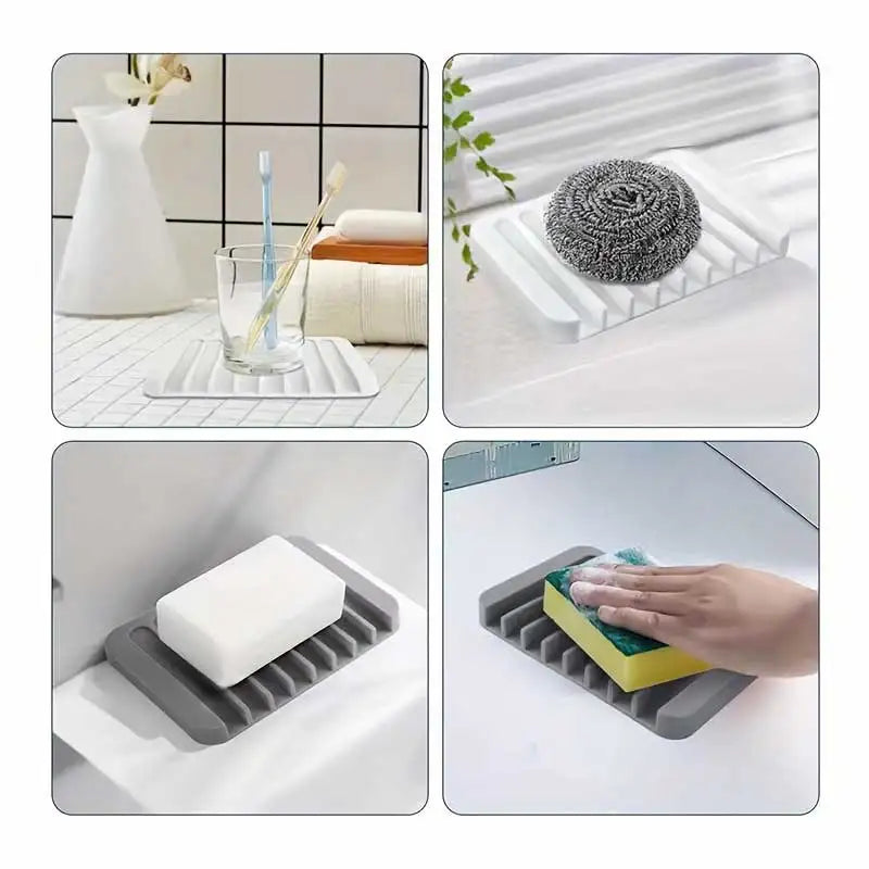 Silicone Non-Slip Soap Dish with Drainage | Bathroom Soap Tray Silicone Soap Dish Babs