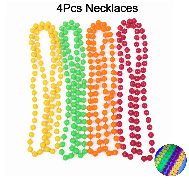UV Neon Glow Necklaces & Bracelets Party Favors (4–32 Pcs) Glow Party Favors Babs 4Pcs Necklaces