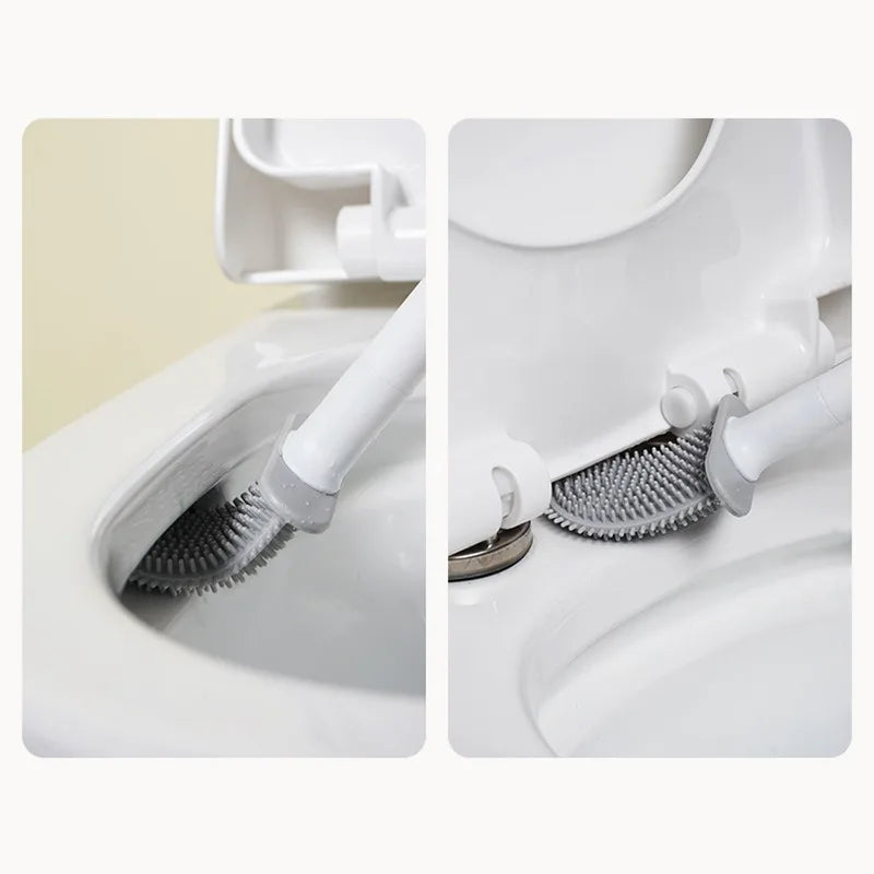 Wall-Mounted Silicone Toilet Brush Set – No-Drill, Quick-Dry Toilet Brush Set Babs