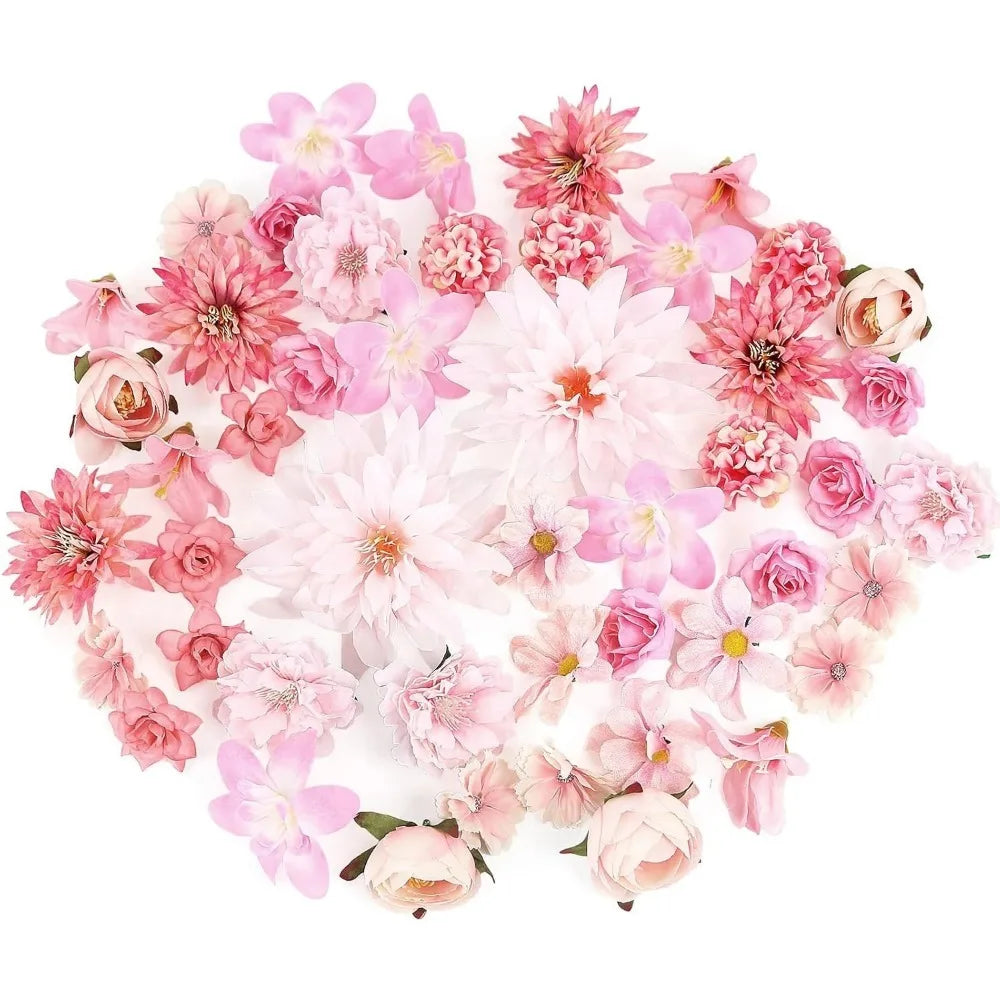 48Pcs Pink Silk Rose Artificial Flowers – Wedding & Home Decor Artificial Silk Flowers Babs