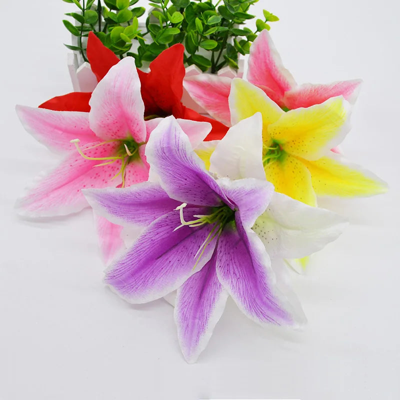 10pcs Silk Lily Artificial Flower Heads 18cm – Wedding & DIY Décor Artificial Flower Heads Babs