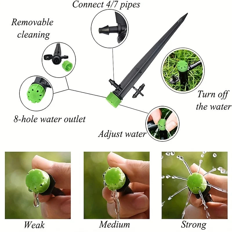 Adjustable 360° Drip Emitters on Stake – Garden Irrigation Drip Irrigation Emitters Babs