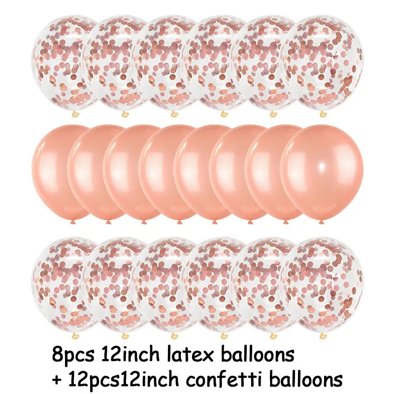 20Pcs Rose Gold Confetti Metallic Balloons Party Decoration Set Party Balloon Set Babs 20pcs rose gold setA 12inch