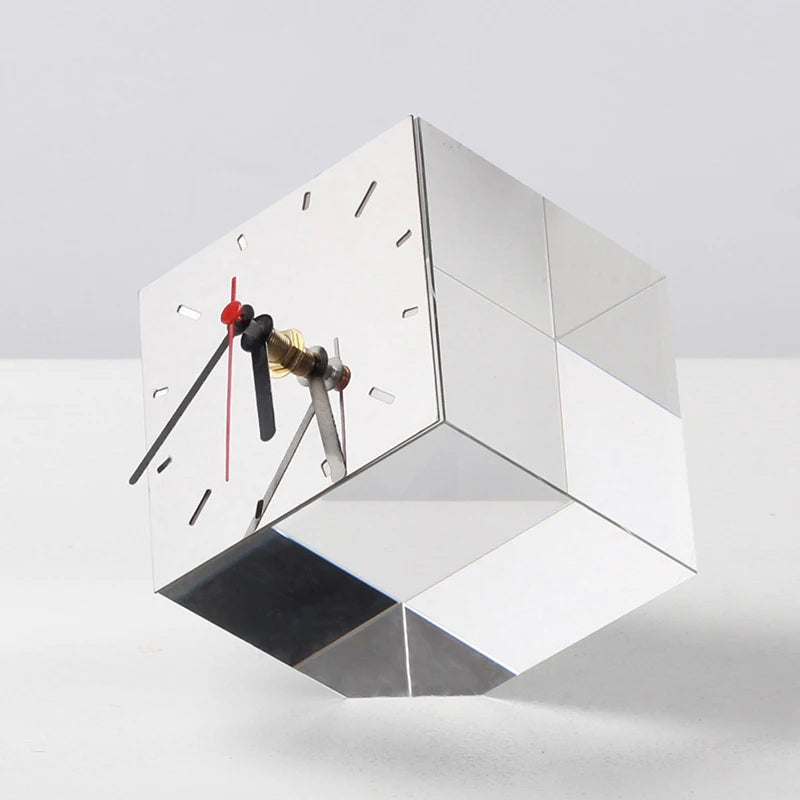 Nordic Desk Clock Figurine – Crystal & Stone Modern Home Decor Decorative Desk Clock Babs