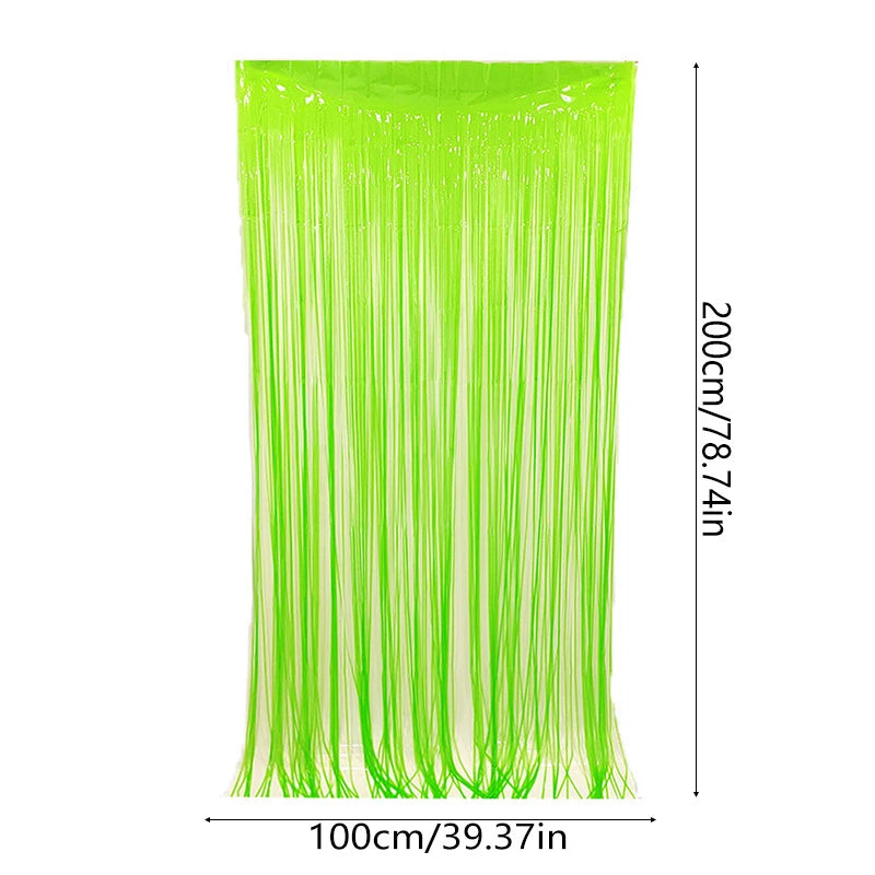 Neon Glow Party Fringe Curtain Backdrop & Birthday Banner Set Party Decoration Set Babs 1Pcs Fringe Curtain