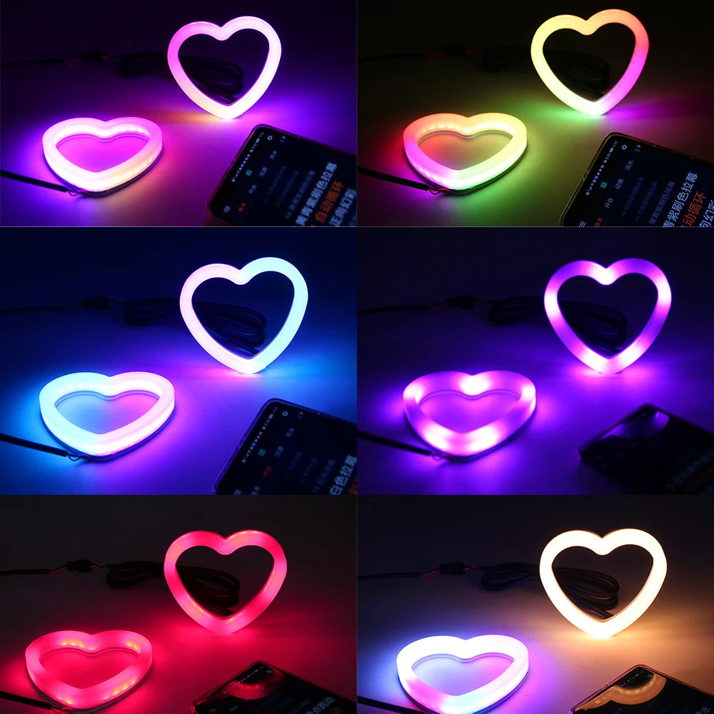 RGB Heart Angel Eyes LED Rings – Bluetooth App Headlight Upgrade LED Headlight Rings Babs