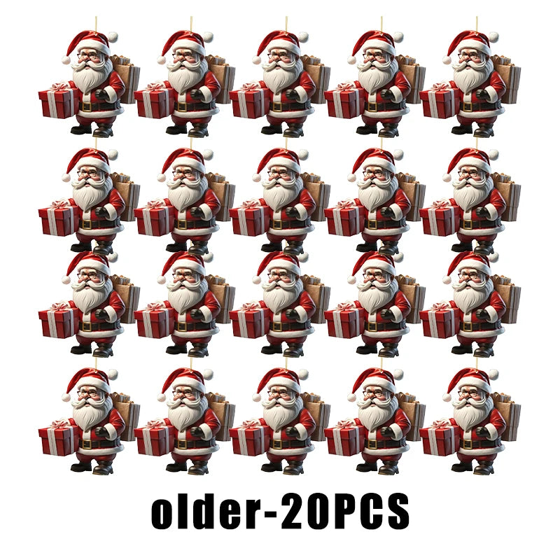 Christmas Hanging Ornaments – Santa & Snowman 2D Cartoon Style Christmas Ornaments Babs older 20PCS