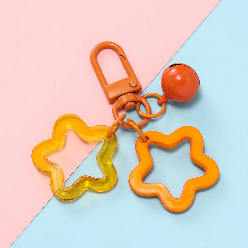 Hollow Star Charm Keychain with Bell & Acrylic Beads Charm Keychain Babs O
