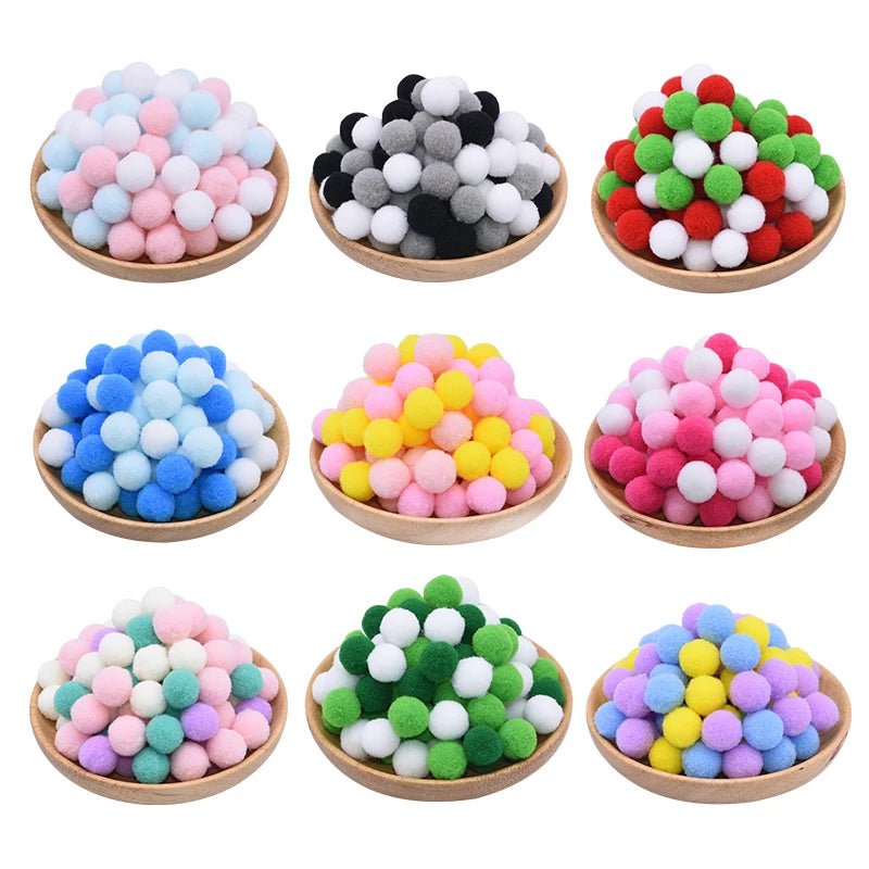 100Pcs Colorful Felt Pom Poms 15–25mm DIY Craft Balls Craft Pom Poms Babs