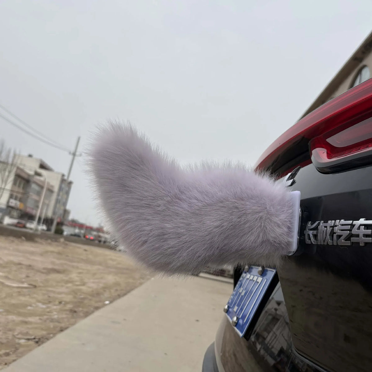 Electric Wagging Faux Fox Tail Car Ornament | Remote Control Car Exterior Ornament Babs