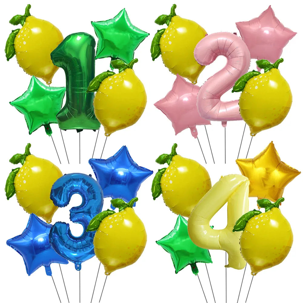 Lemon Foil Balloon Set with 32" Number Balloons – Party Decor Foil Balloon Set Babs