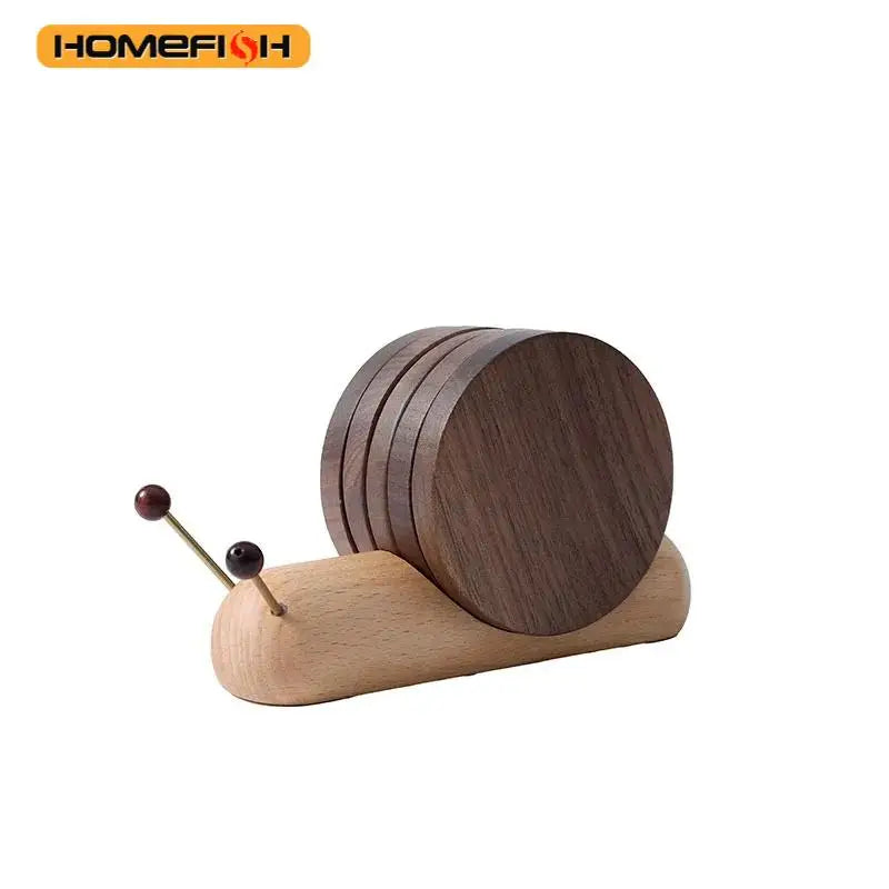 Snail Shaped Wooden Tea Coaster Set – Heat Insulation Cup Mat Wooden Tea Coaster Babs