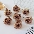 Silk Rose Artificial Flower Heads 50/100 Pcs – Wedding & Home Decor Artificial Silk Flowers Babs Brown 50 pcs
