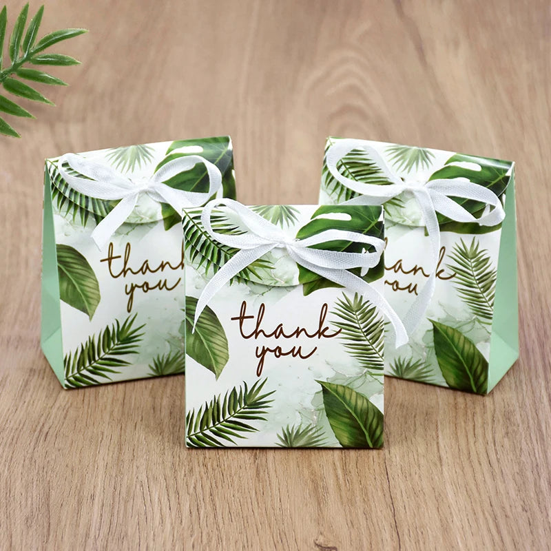 Thank You Candy Gift Boxes – Green Leaf Party Favor Bags Party Favor Gift Boxes Babs A 20pcs