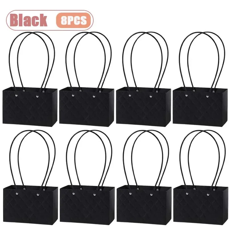 Reusable Waterproof Floral Gift Tote Bags – Wedding & Party Floral Gift Tote Bags Babs Black-8PCS 22x10x13cm