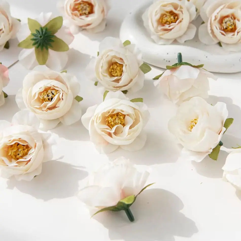 50/100pcs Silk Artificial Rose Heads – Wedding & Home Decor Artificial Silk Flowers Babs