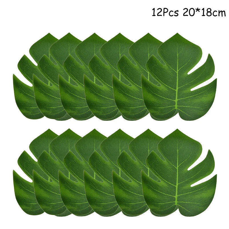 Jungle Safari Party Balloons – Green Latex & Foil Palm Leaf Set Party Balloon Set Babs 12pcs small leaves as picture